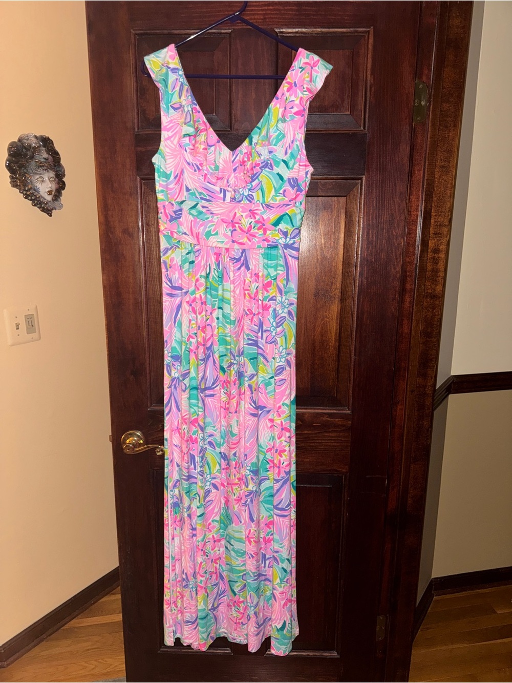 Euc Lilly Pulitzer L Large Mirella Maxi dress It was all a dream Pink Green long